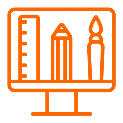 Icono de ordenador co motivos de Diseño Gráfico para ThinkAboutPlanet